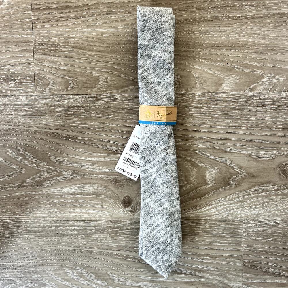 NWT Men's Penguin gray knit skinny neck tie